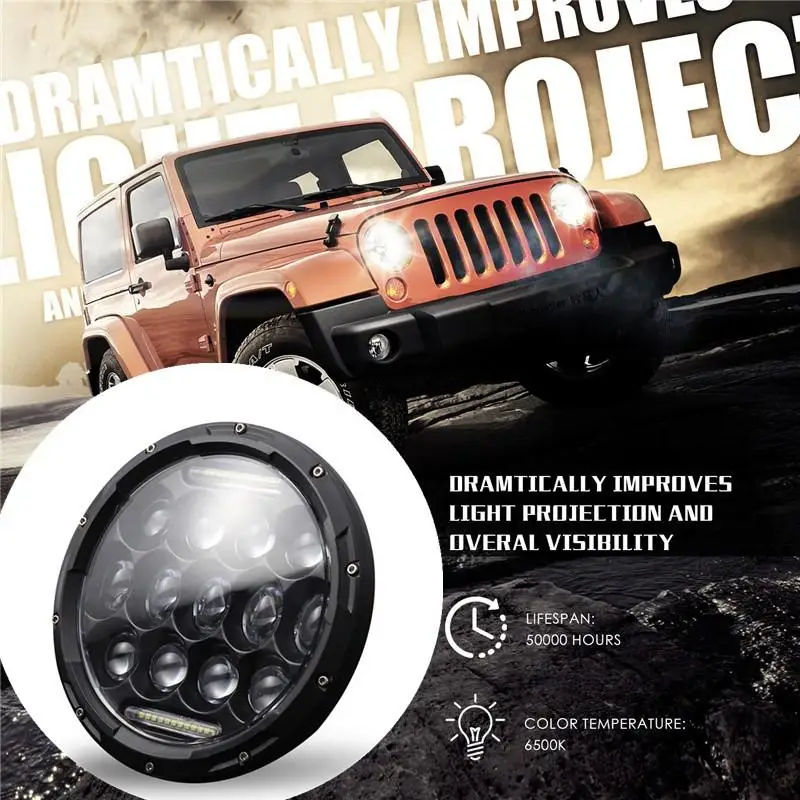 1 шт., высокая мощность, H4/H13, 7 дюймов, 300 Вт, 6500 K, автомобильный круглый светодиодный светильник, s, светильник сигнала поворота, белый, для Jeep JK TJ LJ Wrangler