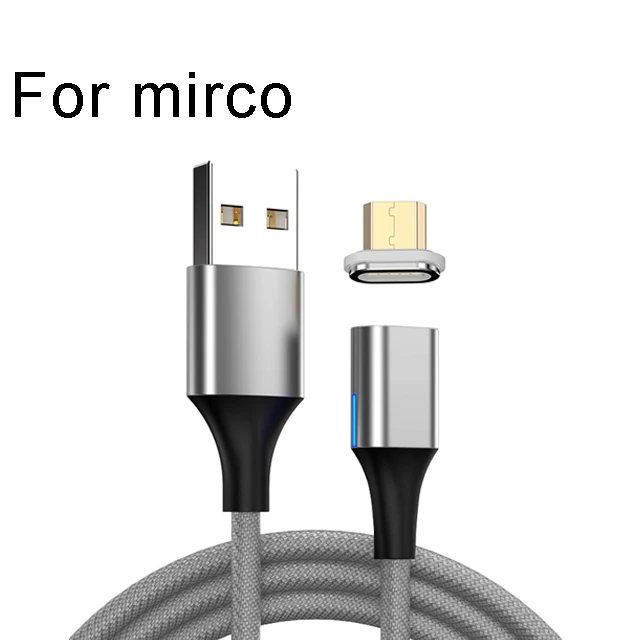 silver for mirco Светодиодный светильник 5A Магнитный Usb кабель для зарядки Micro Usb шнур для Xiaomi A3 A2 huawei P30 mate 20 Pro Usbc Cabos Usb Type C кабель - Цвет: silver for mirco