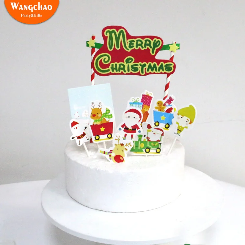 

Santa Reindeer Snowman Theme Merry Christmas Cake Topper Child Home Party Supplies Kids Favors Festivals Decoration