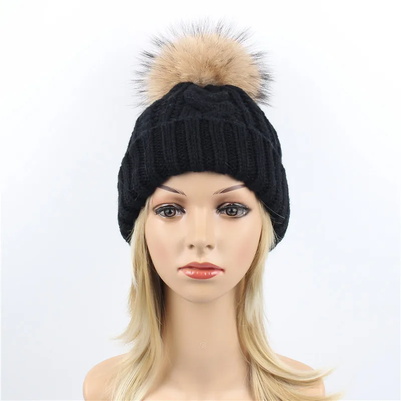 Женская зимняя шапка вязаная шар-помпон однотонная шапка Skullies Beanie шапка для мужчин девочек кепки в стиле хип-хоп