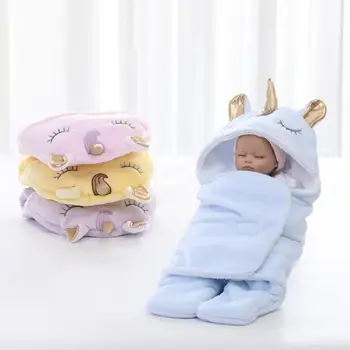 

Newborn Baby Sleeping Bag Coral Velvet Swaddle Wrap Blanket Cartoon Infant Sleeping Bag Strollers Bed Blanket Swaddle