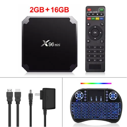 X96 Мини ТВ приставка 2 Гб 16 Гб Amlogic S905W Smart Android tv Box 7,1 2,4G беспроводной wifi 4K HD X96 мини медиаплеер телеприставка - Цвет: 2GB 16GB I8 Backlit