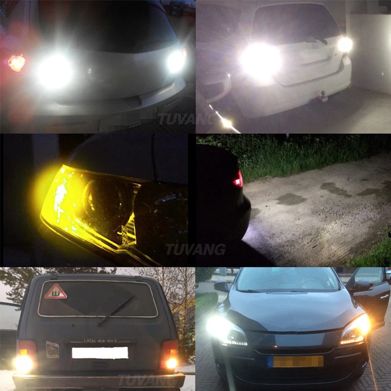2x T20 7440 W21W 3030 светодиодный DRL обратный светильник резервный задний тормоз сигнальная Поворотная лампа светильник белый Янтарный красный