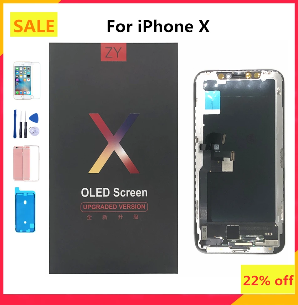 

100% Test ZY JK GX PK LCD Pantalla Display For iphoneX OLED Screen LCD Display Touch Screen Digitizer Assembly For iPhone X LCDs