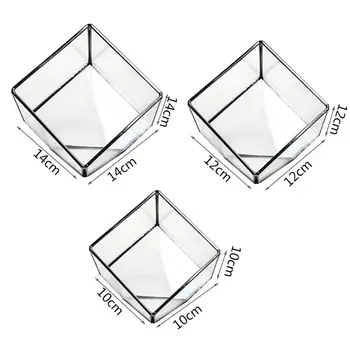 

Modern Glass Terrarium Storage Box Clear Glass Geometric Terrarium Succulent Plant Display Box, Decorative Votive Candle Holder