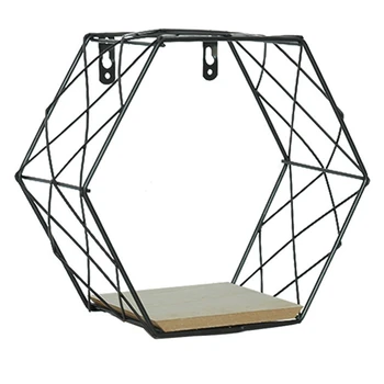 

HOT Geometric Flowerpot Metal Iron Frame Ceramic Wall Hanging Potted Plant Container Office Desktop Decoration