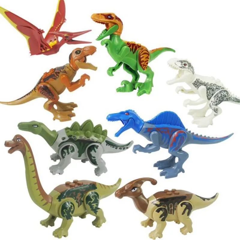 8 Pcs Dinosaurs World Dinosaurs Figures Building Blocks Bricks Tyrannosaurus Assemble Dinosaurs Classic Kids Toy For Gift