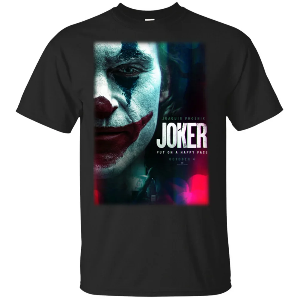 The Joker-Joaquin Phoenix Put On A Happy Face Design T-Shirt Black-Navy Men-W Present Casual Tee Shirt |