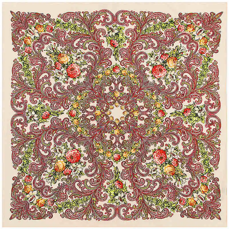 100 см зимний шарф люксовый бренд квадратный шарф женский дизайн цветок Пейсли платок бандана шарфы для женщин - Цвет: 3