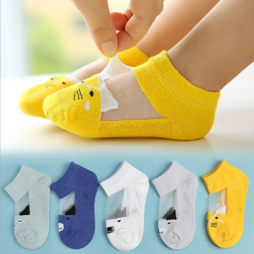 5 пар/лот; новые детские хлопковые носки; сезон весна-лето Модные ультратонкие сетчатые носки для мальчиков и девочек, детские носки для детей 0-6 лет