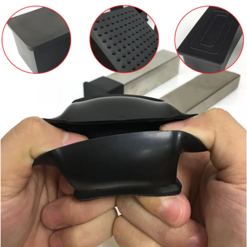 Black Chair Table Feet Furniture Tube Pipe End Cover Caps PVC Rectangle/Square 2/4/8Pcs
