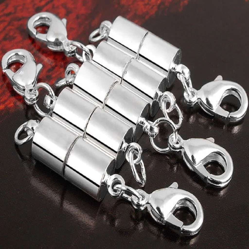 5Pcs silver color Plated Tube Magnetic Clasps For Necklaces and Bracelets Jewellery Making Supplies