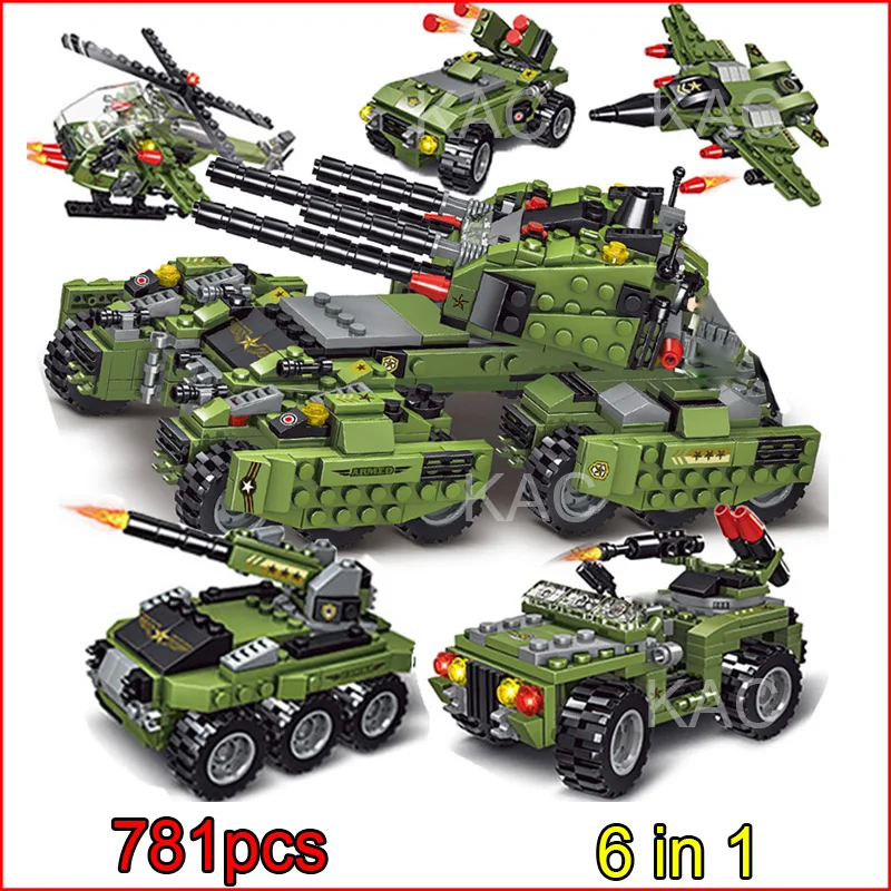 Конструктор Военный танк для солдат 781 деталей 6 в 1 | Игрушки и хобби
