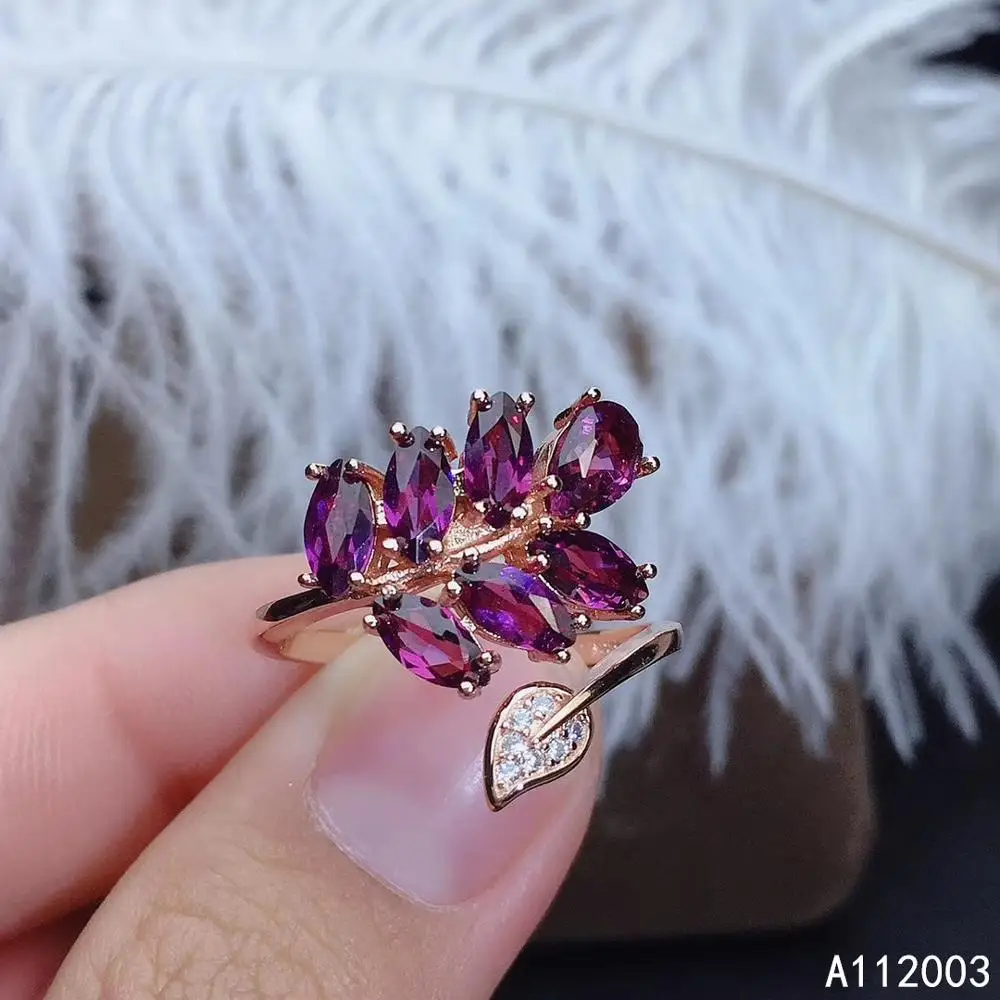 

KJJEAXCMY fine jewelry 925 sterling silver natural gemstone Garnet new Female woman Lady girl crystal ring Support Detection