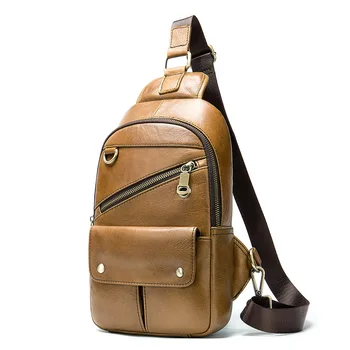 

Factory wholesale famous brand leather casual one-shoulder men diagonal bag for sports and outdoor men's chest bag