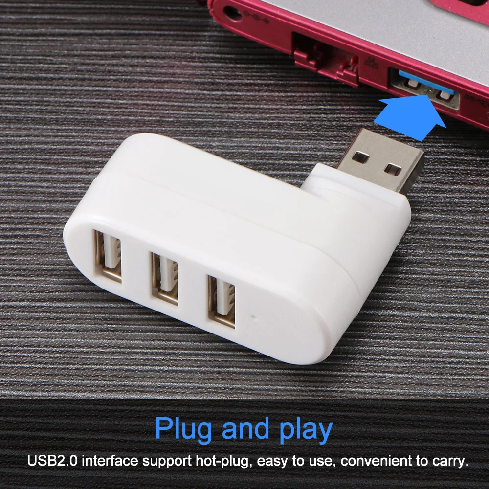 Самый дешевый мини-usb-концентратор вращающийся высокоскоростной 3 порта USB концентратор 2,0 USB разветвитель адаптер для ноутбука/планшета компьютера периферийные устройства для ПК