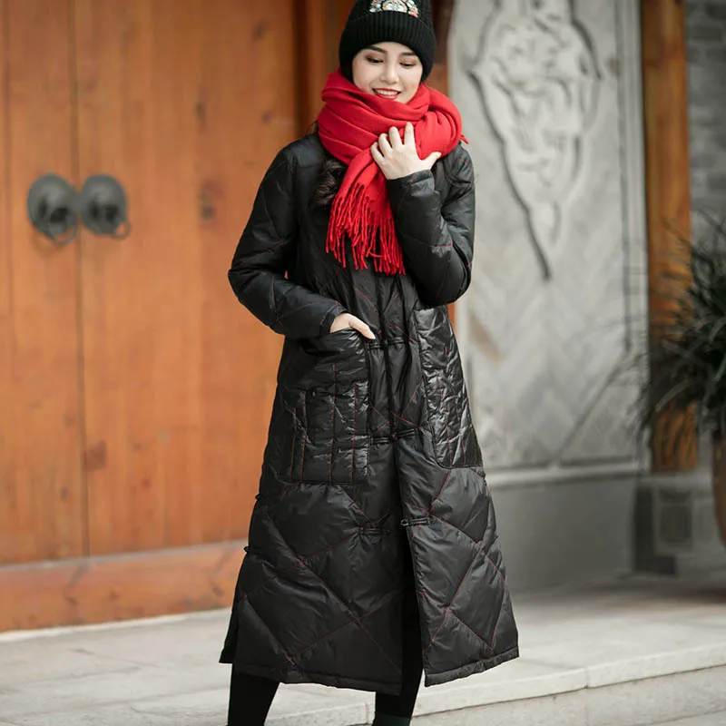 

Johnature Autumn Winter Korean Women Long Hooded Down Jacket 2019 New Leisure Vintage Fashion All-match White Duck Down Coats