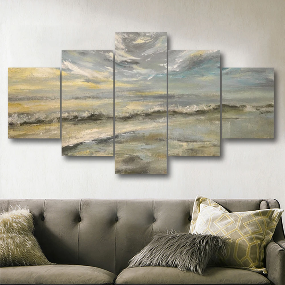 Best Laeacco Cloud Sea Wave Billow Landscape Modern Canvas Oil Poster Prints Bed Living Wall Decor Art Painting Oils Multi picture