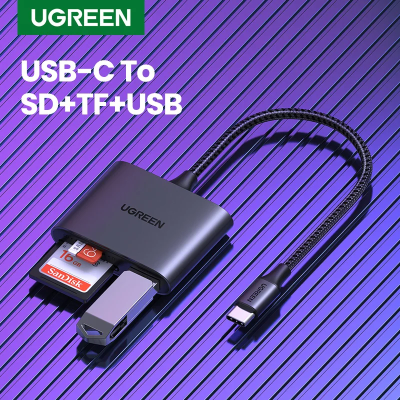 Ugreen Usb c Leitor de Cartão tipo c para Usb sd Micro sd Leitor de Cartão para Ipad Portátil Acessórios Adaptador de Cartão de Memória Leitor de Cartão sd