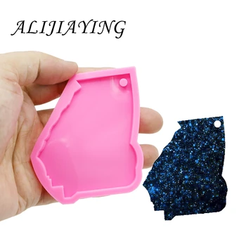 

Shiny keychain Georgia American state shape mold key ring decoration silicone mold for DIY epoxy resin wholesale DY0216