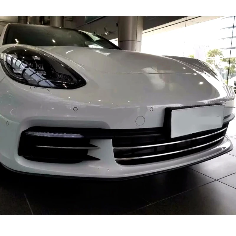 

4PCS Front Bottom Center Grille Grill Cover Decoration Trim For Porsche Panamera 971 2017 2018 Auto Accessories Stainless Steel