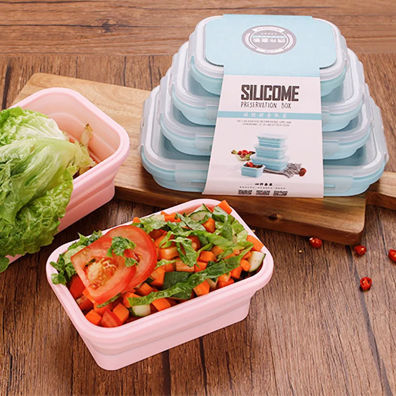 Fold Silica Gel Lunch box Microwave Oven Heating Seal Up Refrigerator