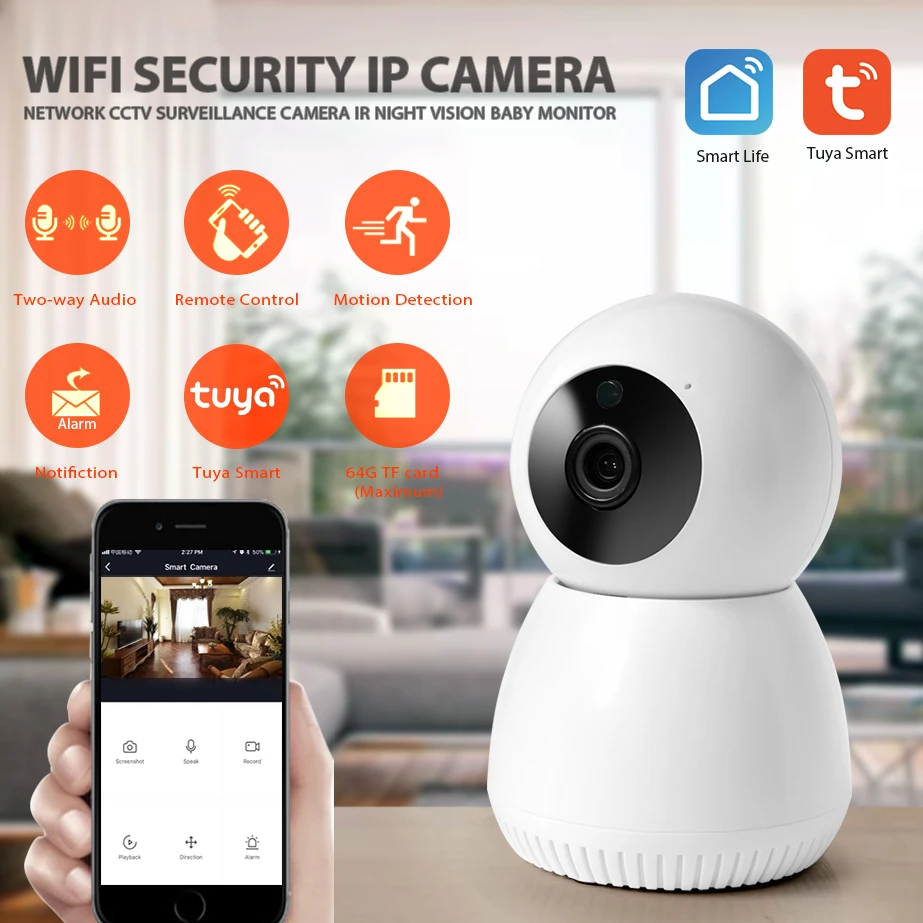 Wi-Fi ip-камера Tuya работает с Alexa Google домашняя охранная камера наблюдения ночное видение PIR Обнаружение видео камера