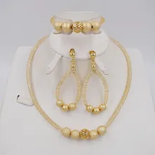 Стиль, высокое качество, Ltaly 750, золотой цвет, набор украшений для женщин, Африканский бисер, ювелирное изделие, модное ожерелье, набор, серьги, ювелирное изделие