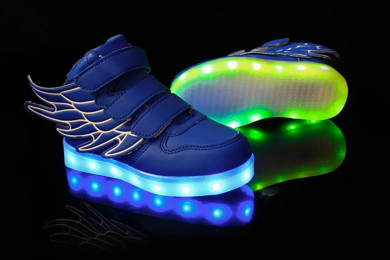 Mudipanda/Детские светящиеся кроссовки со светодиодной подсветкой и зарядкой через Usb; детская модная светящаяся обувь на липучке для девочек и мальчиков; кроссовки с светильник