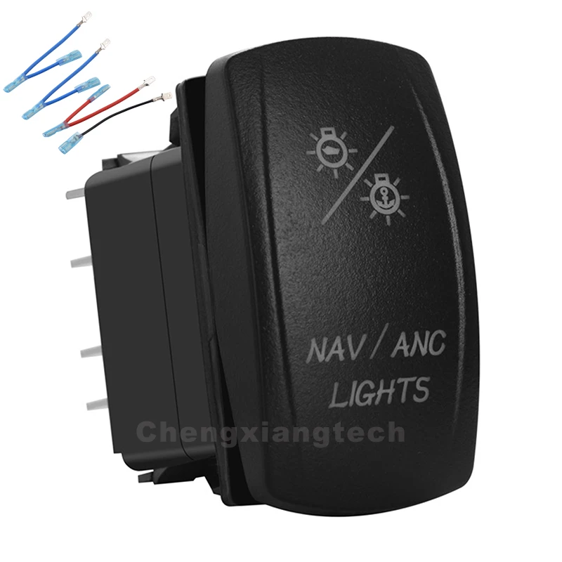 

(red/white/blue/orange) Led Nav/Anc Lights 12V/20A 7 Pin On Off On DPDT Car Boat Rocker Toggle Switch Jumper Wires Set