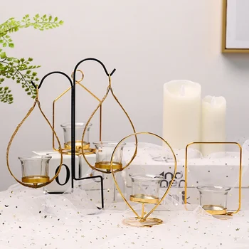 

Metal Creative Candlestick Golden Geometric Candelabra Simple Wedding Porte Bougie Mariage Home Decoration DD60ZT