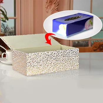 

Hotel Tissue Box Napkin Holder Car Carved Rectangular Exquisite Office Decoration Desktop Magnetic PU Leather Home Fashion