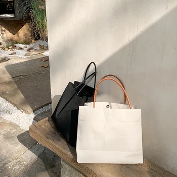 

Simple solid color shoulder 2020 new canvas bag shopping bag women's fashion ins autumn and winter bags
