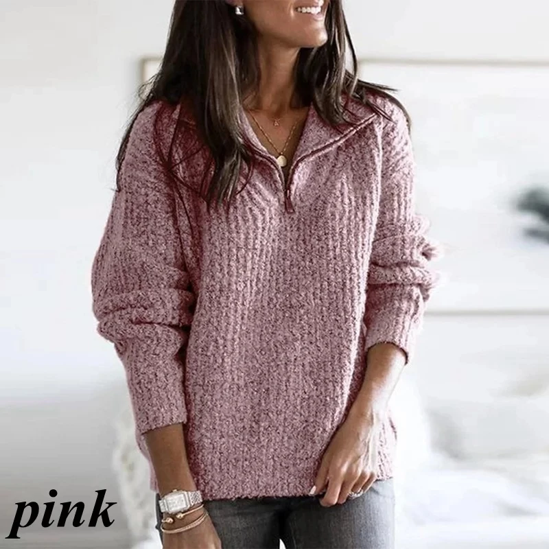 

Women Korean New Fall Winter Casual Zipper Sweater Fashion Warm Pullover Famale Sweater Coat Plus Size Knitted Cashmere Jumper