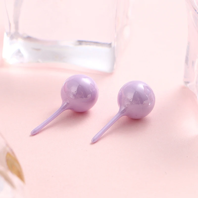 Серьги-гвоздики с керамическими шариками в простом стиле, розовые, фиолетовые, черные, белые, карамельные керамические серьги для иглоукалывания ушей для женщин с белой коробкой