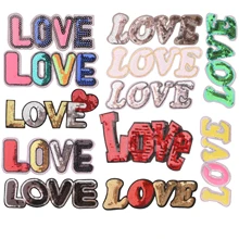 1 шт. Любовь 3D значки блесток икона вышитые железные нашивки для одежды DIY полосатая одежда Лоскутные наклейки пользовательские значки