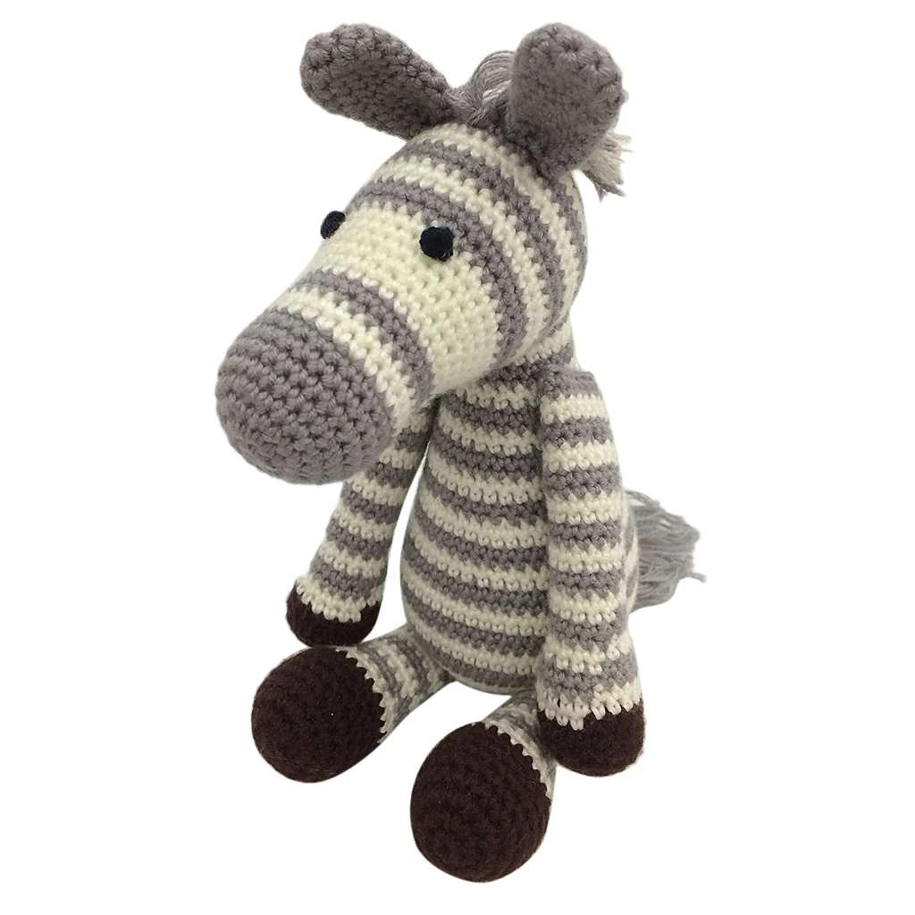 DIY Zebra Doll Crochet Kit for Beginners Adults Hand Knitting Animals Stuffed Toy Sewing Craft