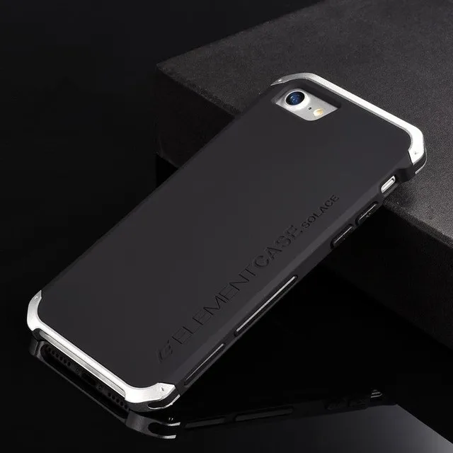 Black silver Чехол для iphone 7 роскошный элемент чехлы для телефонов с дизайнерским алюминием и ПК чехол для xiaomi 8 6 note 5 huawei p10 20 iphone xs - Цвет: Black silver