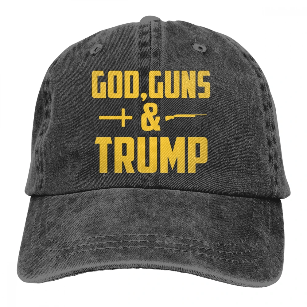 God guns And Trump Casquette черные унисекс Мужские Женские джинсовые бейсболка с ремешком