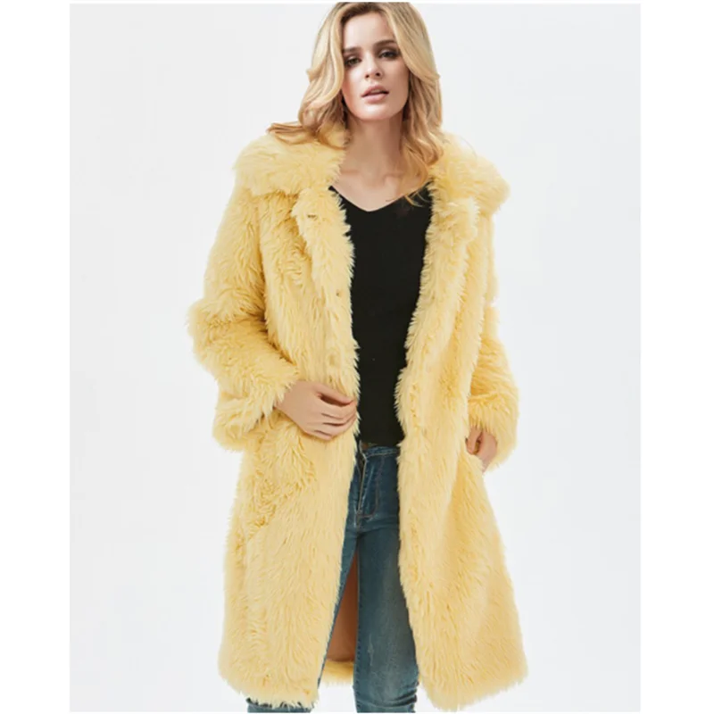 Plus Size Womens Coats Winter Korean Casual Fashion Faux Fur Coat Warm Clothes Fur Long Coat