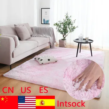 

Plush Carpet Tie Dyeing Soft Carpets For Living Room Bedroom Anti-slip Floor Mats Bedroom Water Absorption Carpet Rug