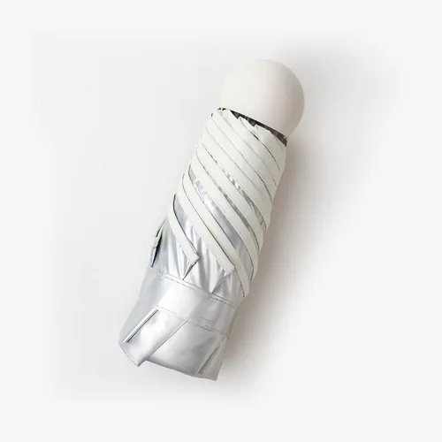 light beige-6K Серебряный титановый карманный зонтик капсула зонтик мини-светильник маленькие карманные зонтики анти-УФ Складные компактные Чехлы Солнечный дождливый - Цвет: light beige-6K