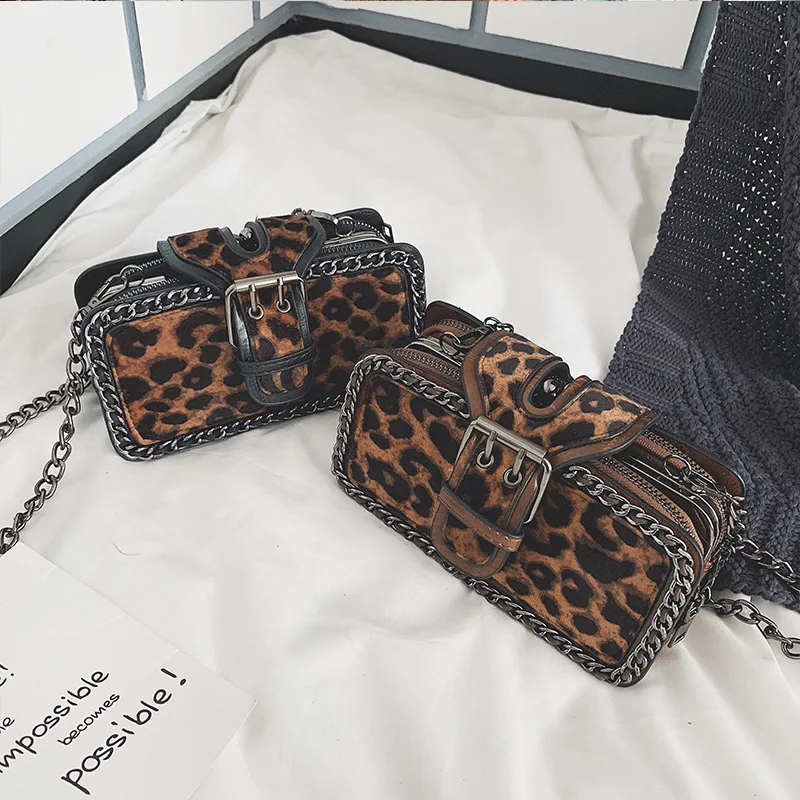 

Bag Women's 2020 New Style Korean-style Versitile Fashion Casual Leopord Pattern Chain Shoulder Square Sling Bag