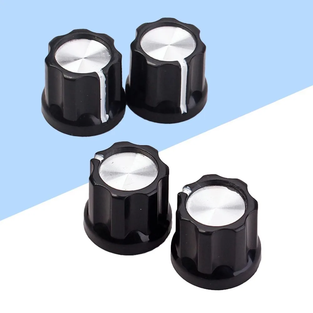 4pcs Black Cap Silver Guitar Bass Amp Knob Buttons D-type Shaft Pot Knobs (Black) | Спорт и развлечения