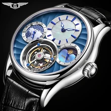 GUANQIN,, Tourbillon, механические, с ручным заводом, мужские часы, Лидирующий бренд, Роскошные, водонепроницаемые часы, для мужчин, сапфир, Relogio Masculino
