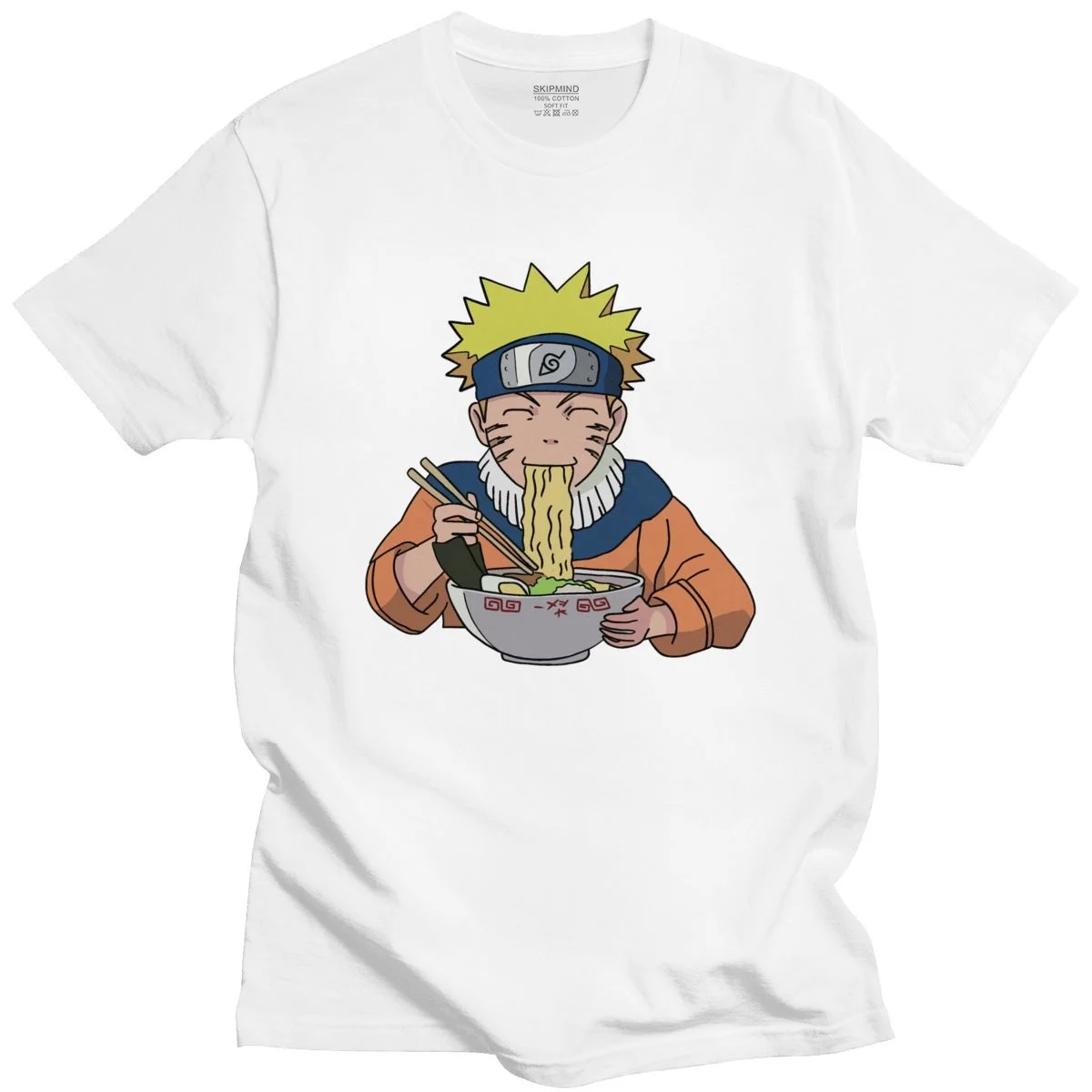 Забавная футболка Naruto Uzumaki Ichiraku с короткими рукавами из чистого хлопка круглым