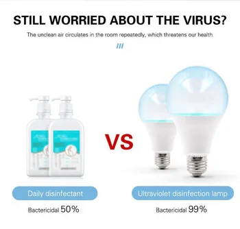 

E27 Germicidal Light UVC Lamp Sterilizer Disinfection lamp UV 12W LED UV Desinfection Lamp GU10 LED Ultraviolet Light Bulb