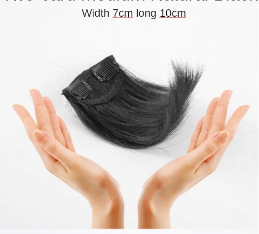 Hair Bun Clip False Bangs Synthetic Pads In One Piece Invisable Seamless Lining of Natural Cover Top Hairpiece Accessories Tools Black 15CM