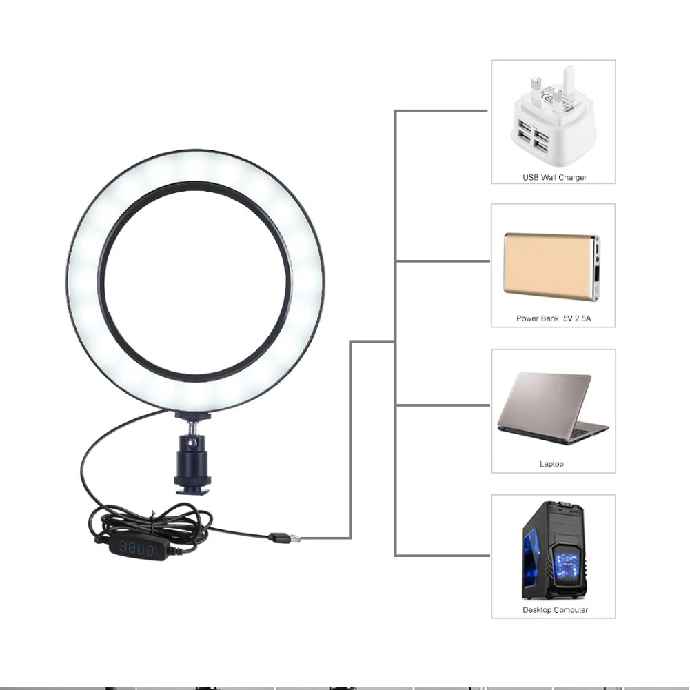 PULUZ 4," 6,2" 1" Диммируемый светодиодный кольцевой светильник для селфи-камеры, светильник для фотостудии, кольцевой светильник, светильник для фотосъемки, светильник для макияжа на YouTube