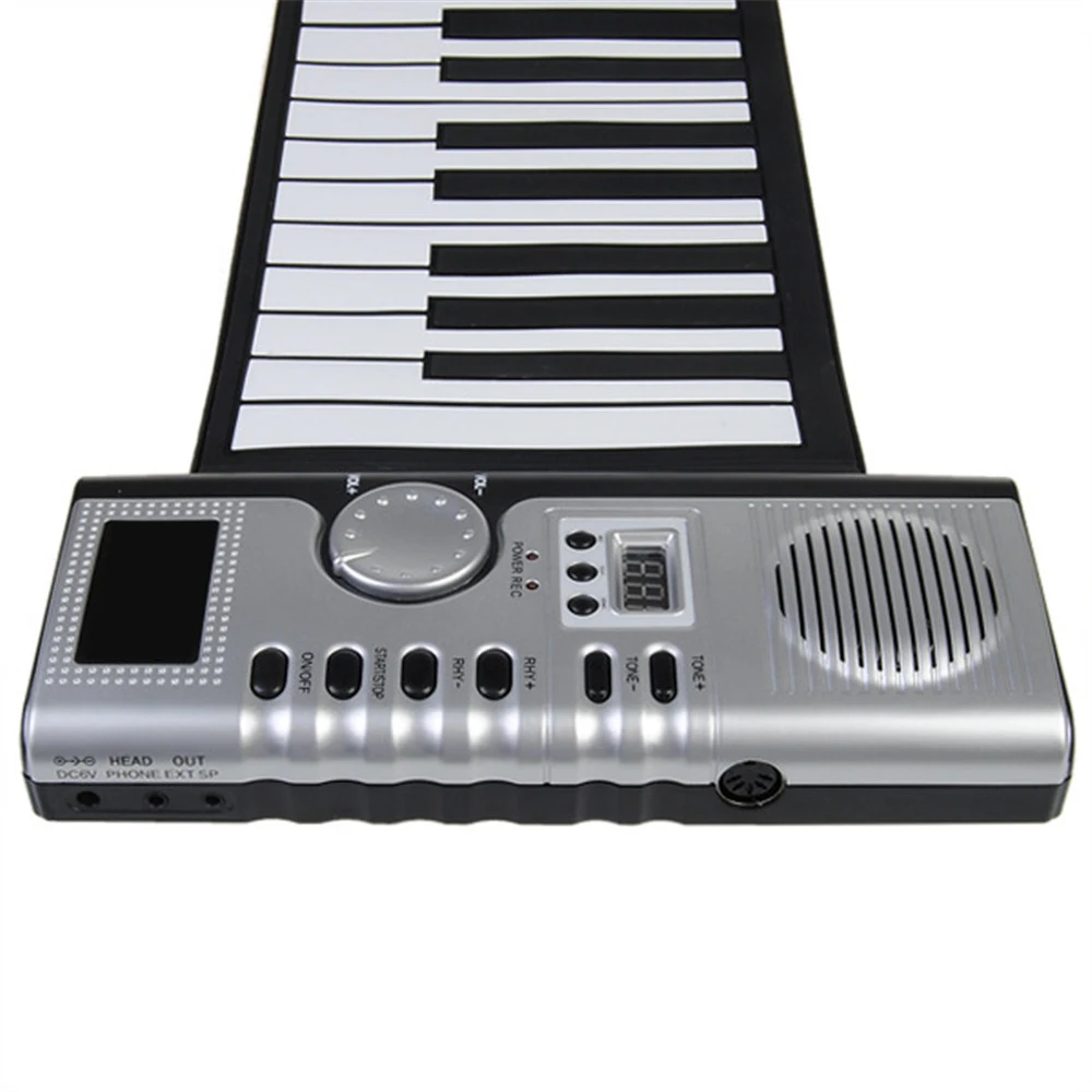

Hot Selling 61 Keys Portable Flexible Digital Keyboard Piano128 Tones Rhythms Electronic Roll Up Piano Toys For Beginner Kids
